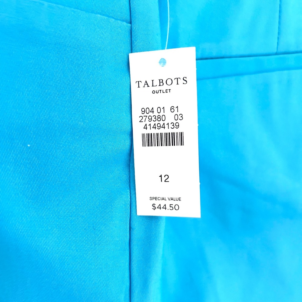 NWT Talbots Women's Turquoise Blue Cotton Stretch Bermuda Shorts Size 12 - Picture 7 of 11